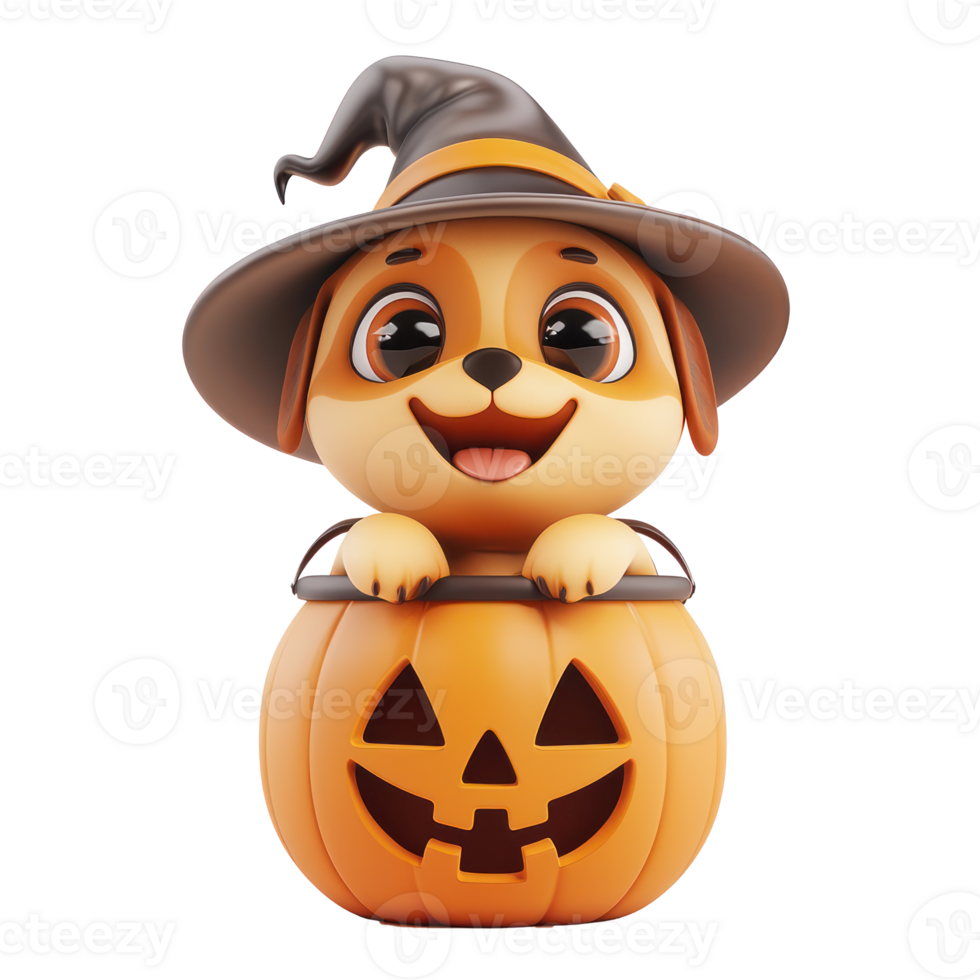 halloween dog in witch hat isolate on transparency background png