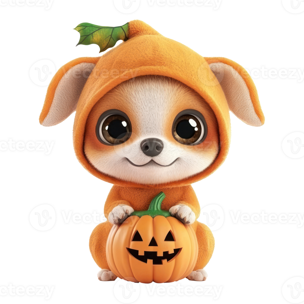 halloween dog in a pumpkin costume png