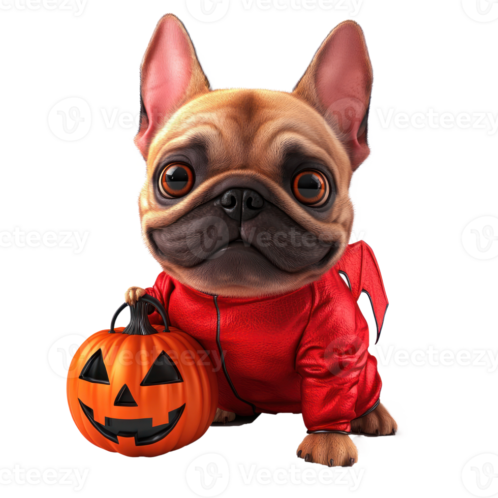 french bulldog halloween costume isolate on transparency background png