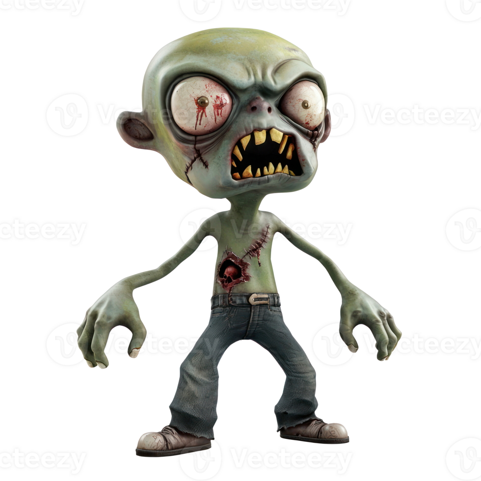 zombie character with a green face and a big head png