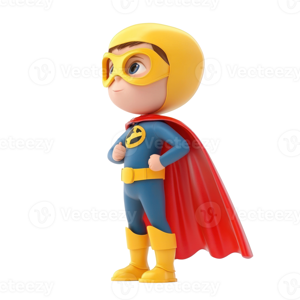 superhero cartoon character with yellow cape and red mask png