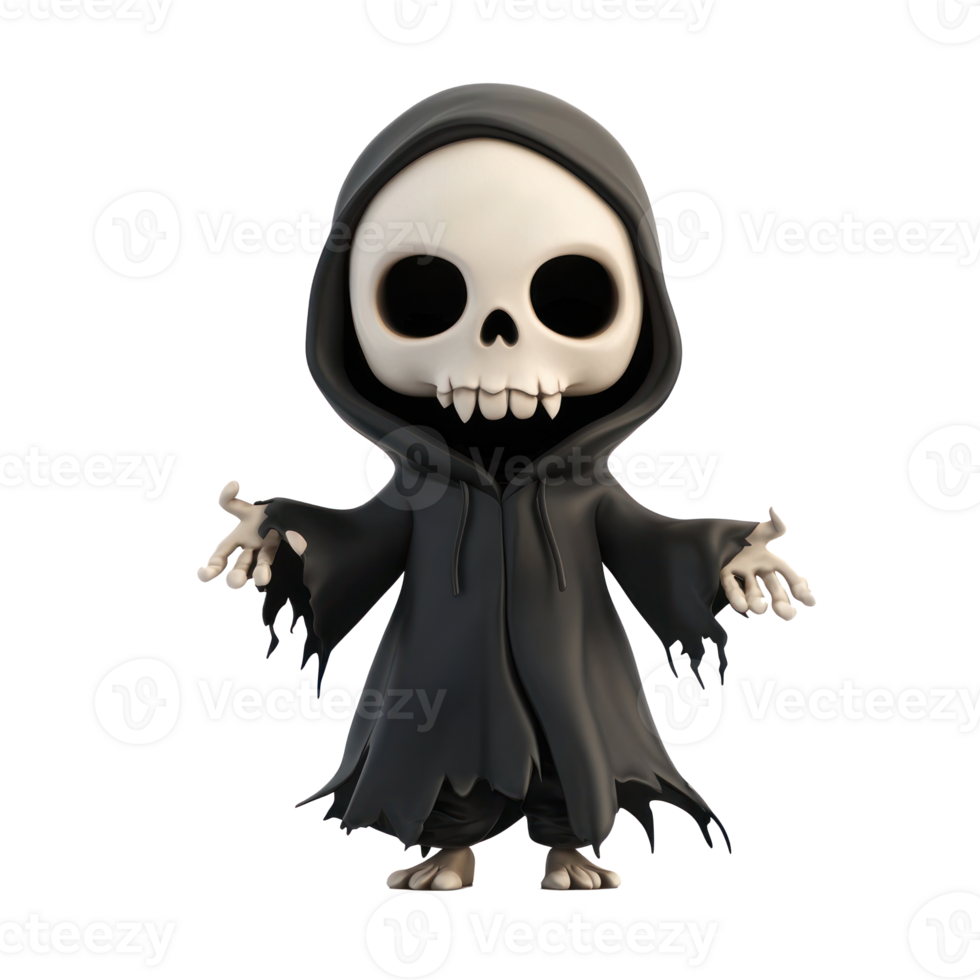 cartoon grim reaper halloween isolate on transparency background png