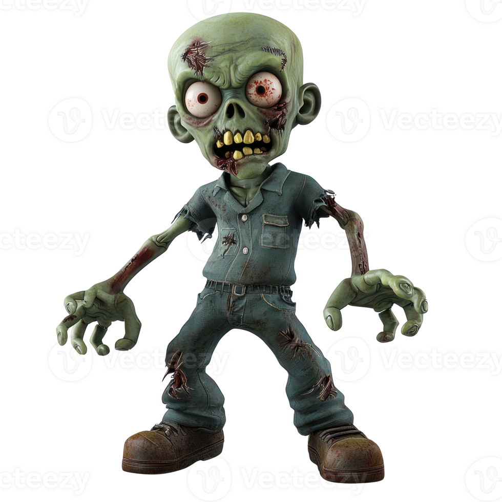 uma desenho animado zumbi personagem com uma verde camisa e calça png
