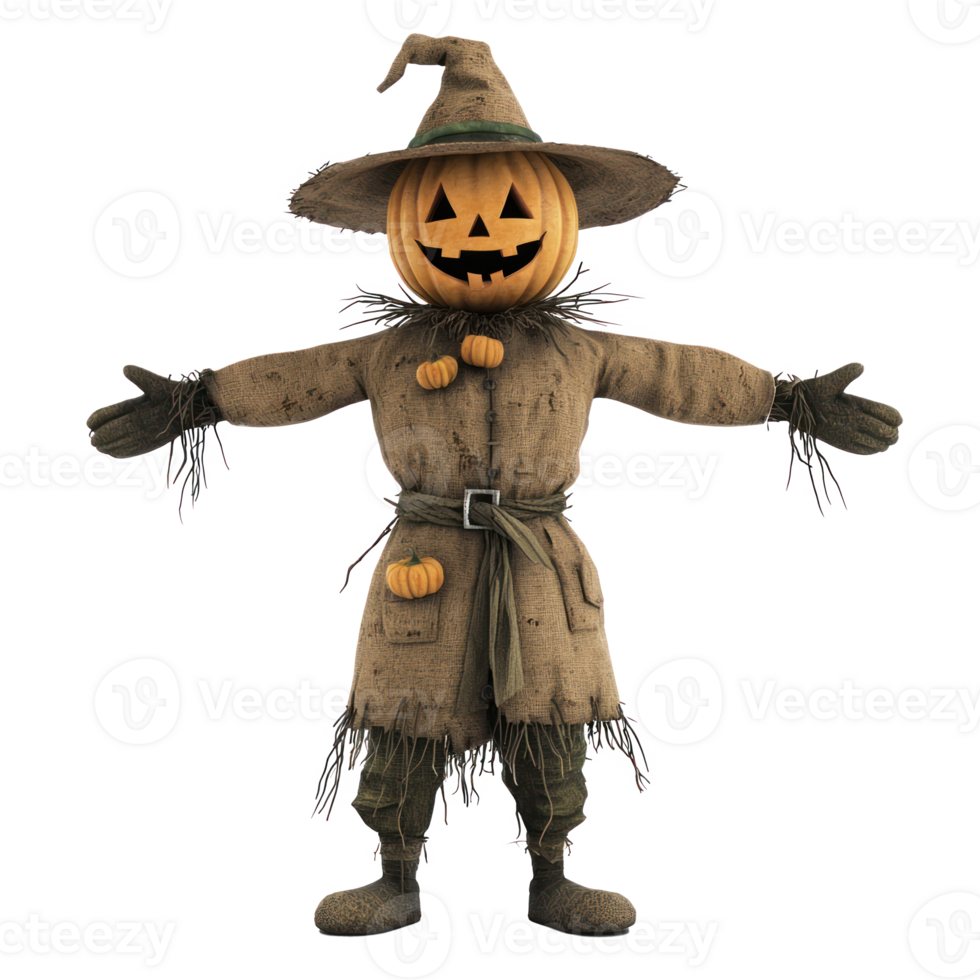 halloween pumpkin scarecrow on transparent background png