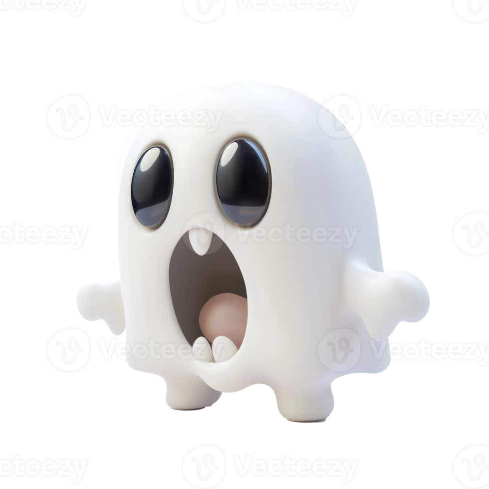 a cartoon ghost with big eyes and a big mouth png