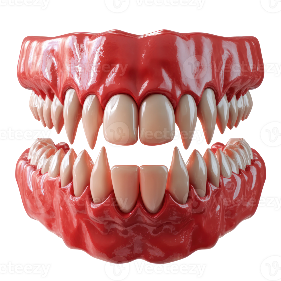 a 3d model of a teeth with sharp teeth png