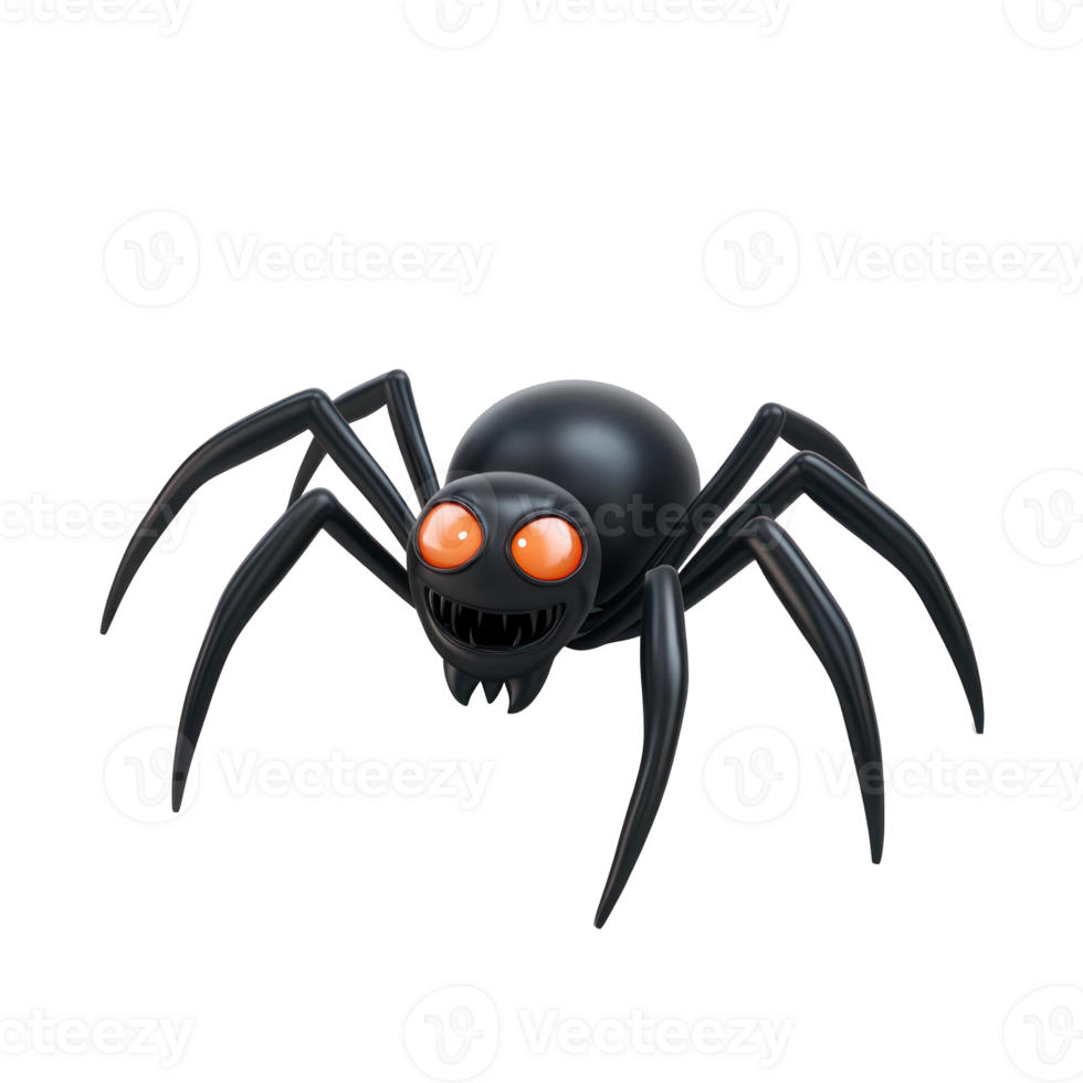 a cartoon spider with orange eyes on a transparent background png