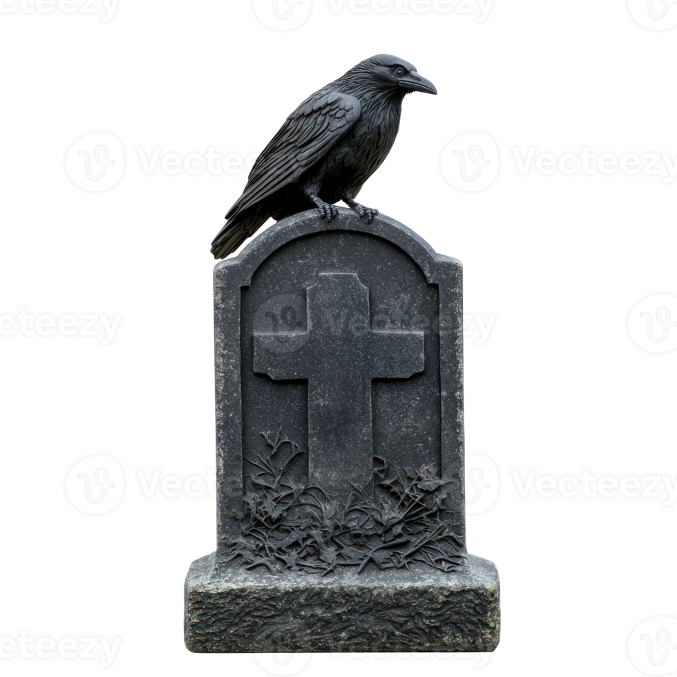 gothic cemetery raven statue isolate on transparency background png