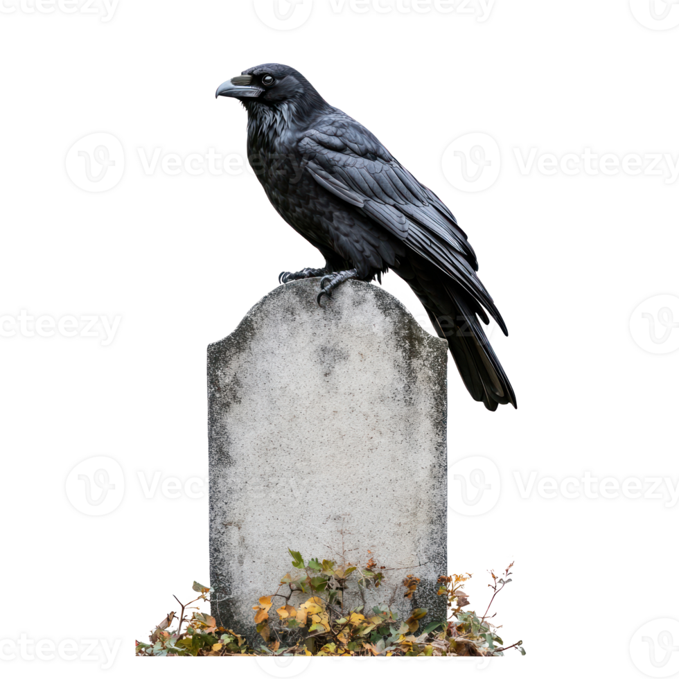 crow on tombstone isolate on transparency background png