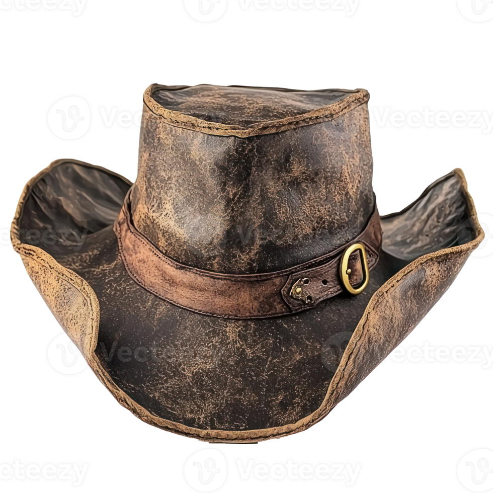 a cowboy hat with brown leather png