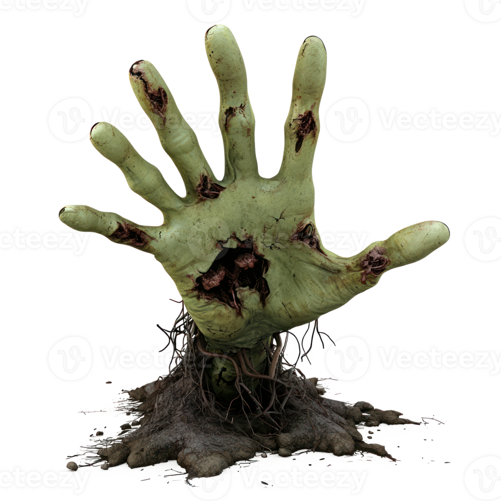 zombie hand with roots and leaves on it png