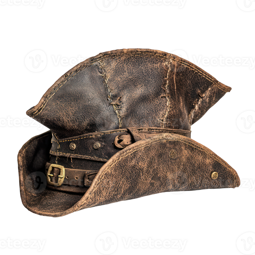 a brown pirate hat with a buckle png