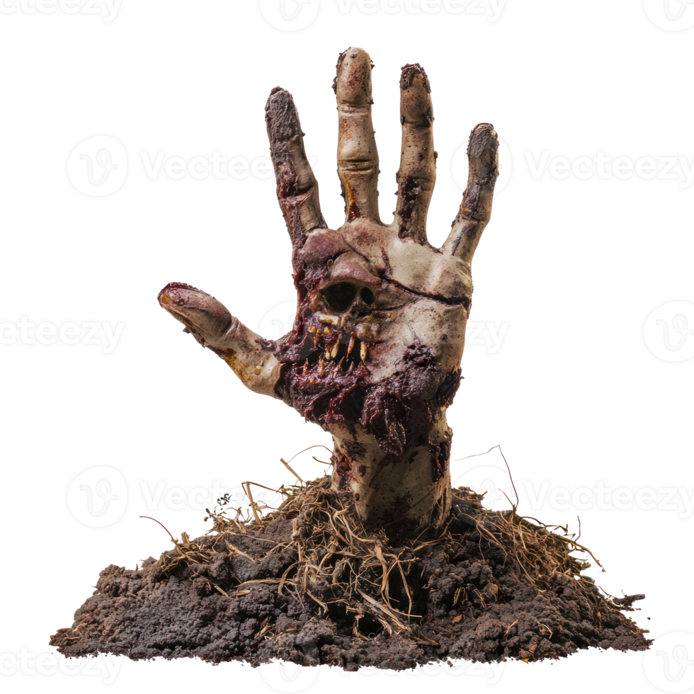 a zombie hand with its hand out of the ground png