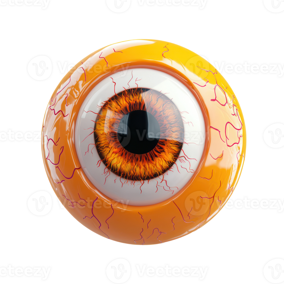 an orange and yellow eye ball with a red eye png