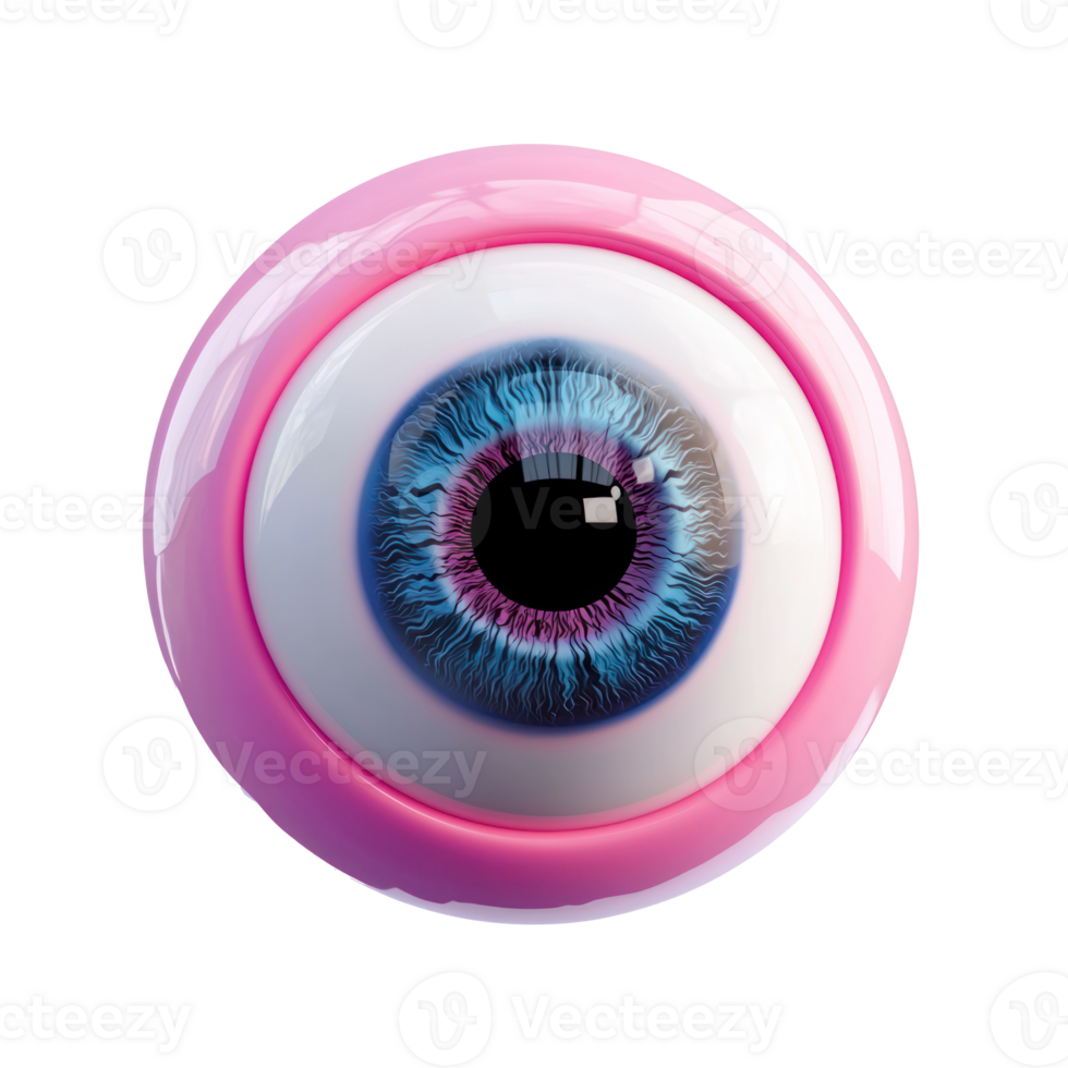 a pink and blue eye with a blue iris on a transparent background png