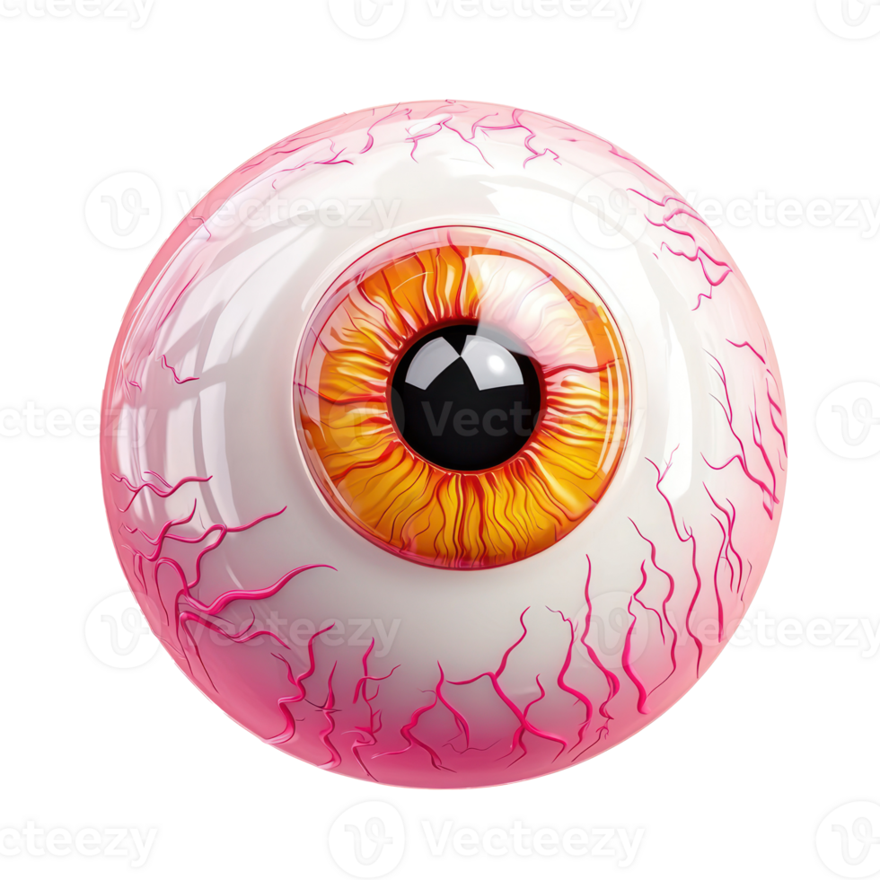 an eye ball with a pink and yellow eye png