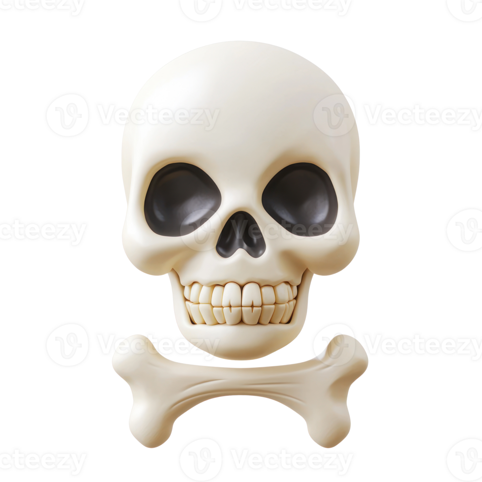 a skull with a bone on a transparent background png