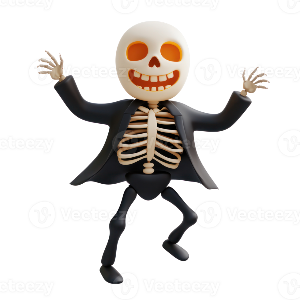 halloween skeleton in suit with arms outstretched png
