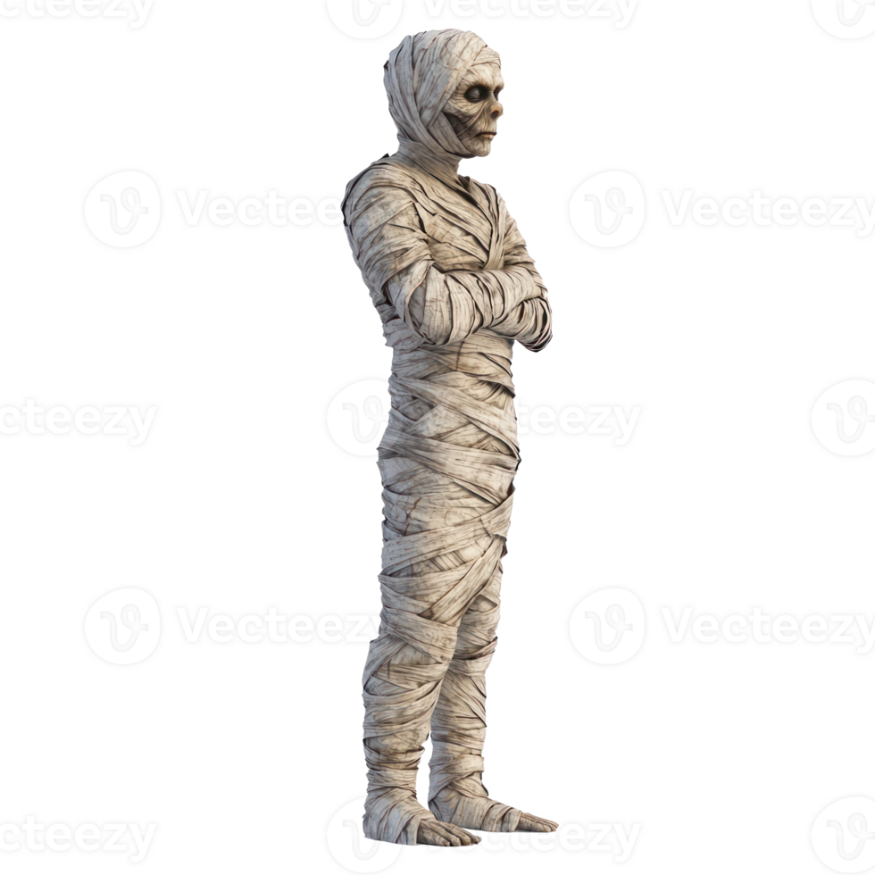 a 3d illustration of a mummy with a skeleton png