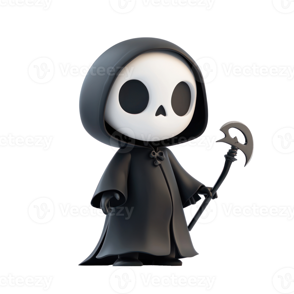 Cute Death or Grim Reaper isolate on transparent background png