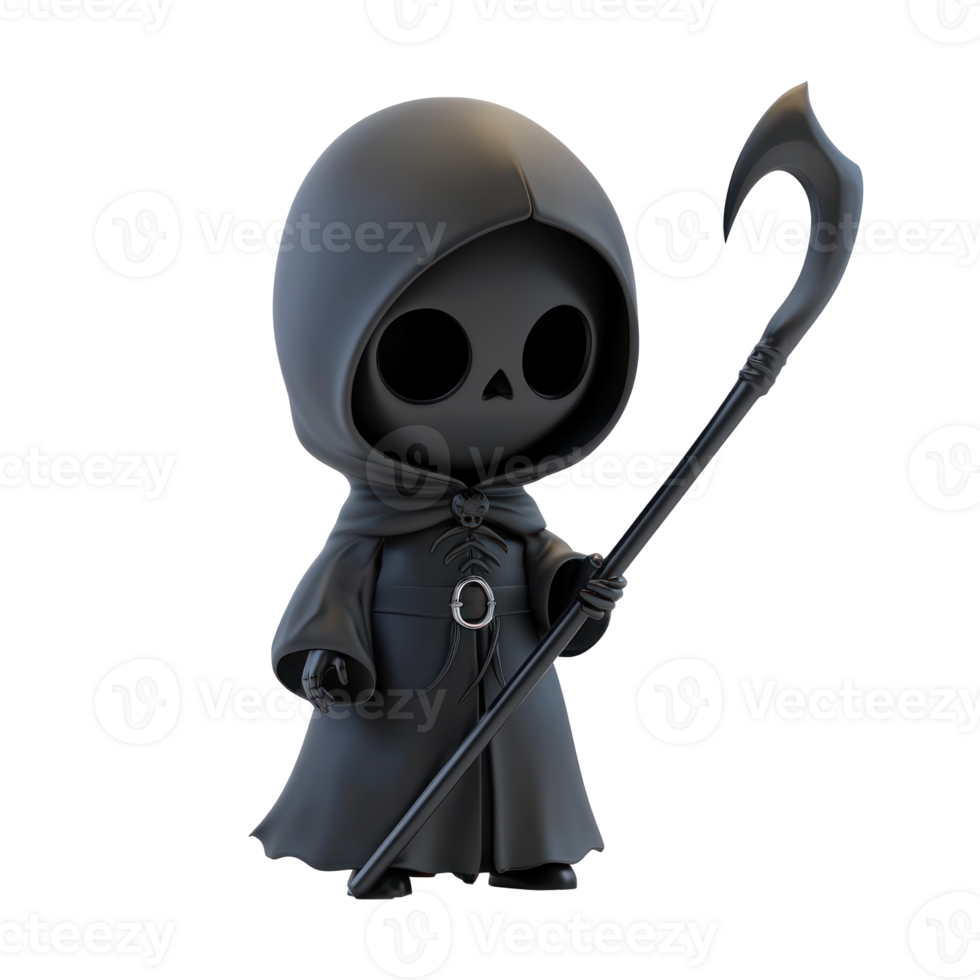 Death or Grim Reaper 3D cartoon isolate on transparent background png