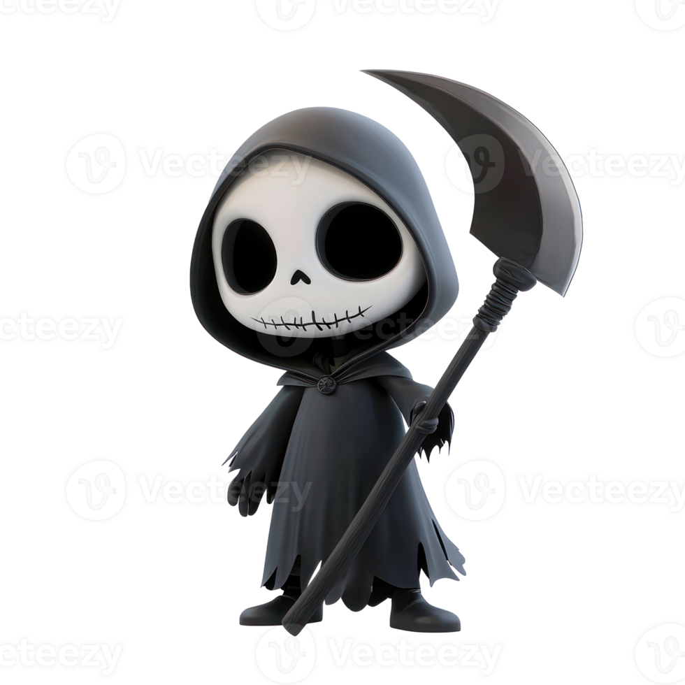 a cartoon character with a scythe on his back png