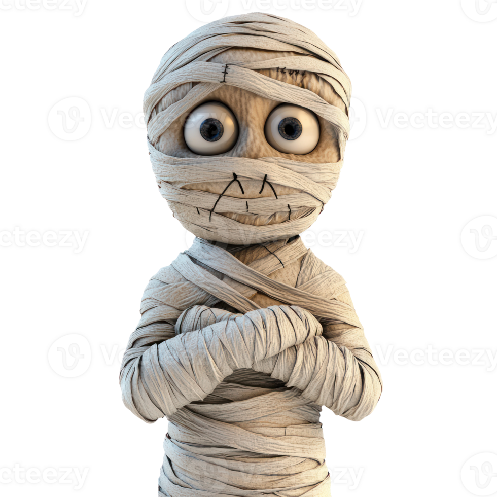 a cartoon mummy with bandages on his arms png