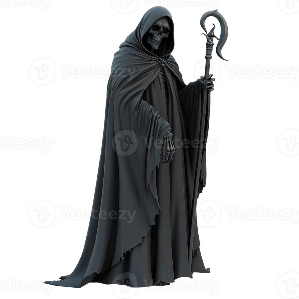 grim reaper with a scythe on a white background png