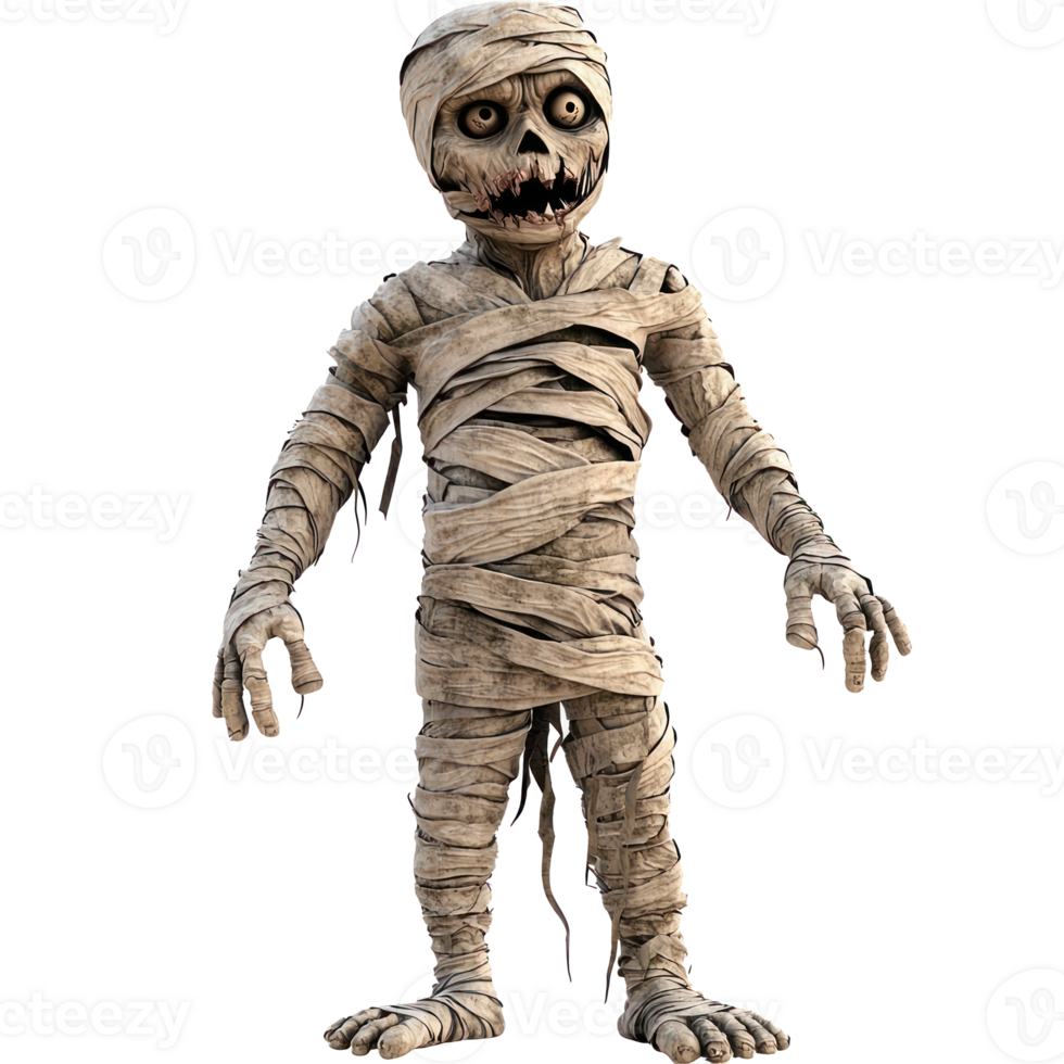 a cartoon mummy with a bandaged face png