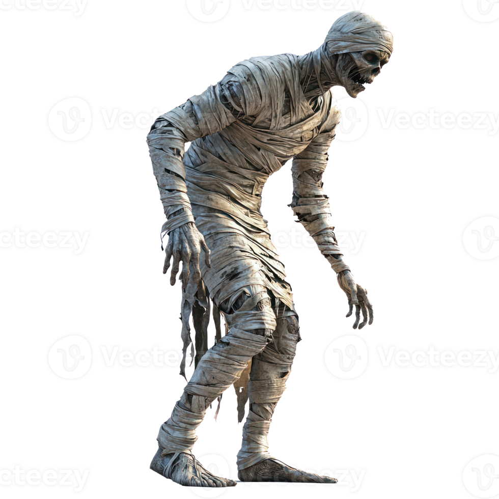 a 3d illustration of a mummy in a halloween costume png