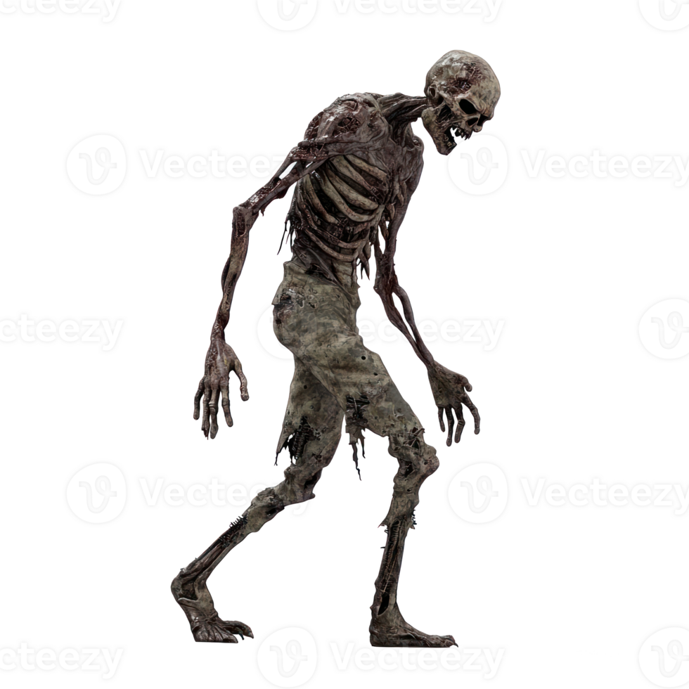 a walking skeleton with no legs on a transparent background png