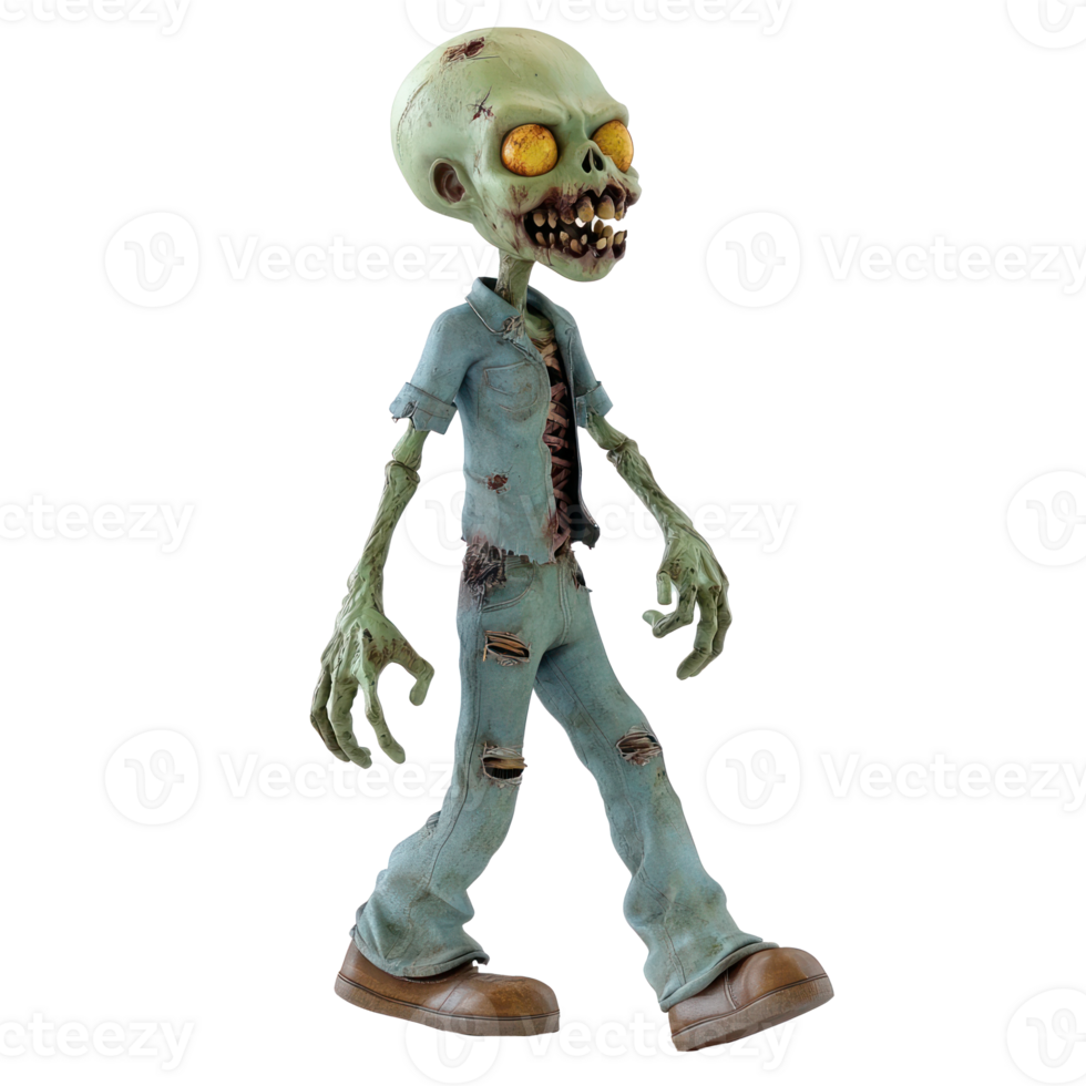 Cartoon zombie isolate on transparent background png