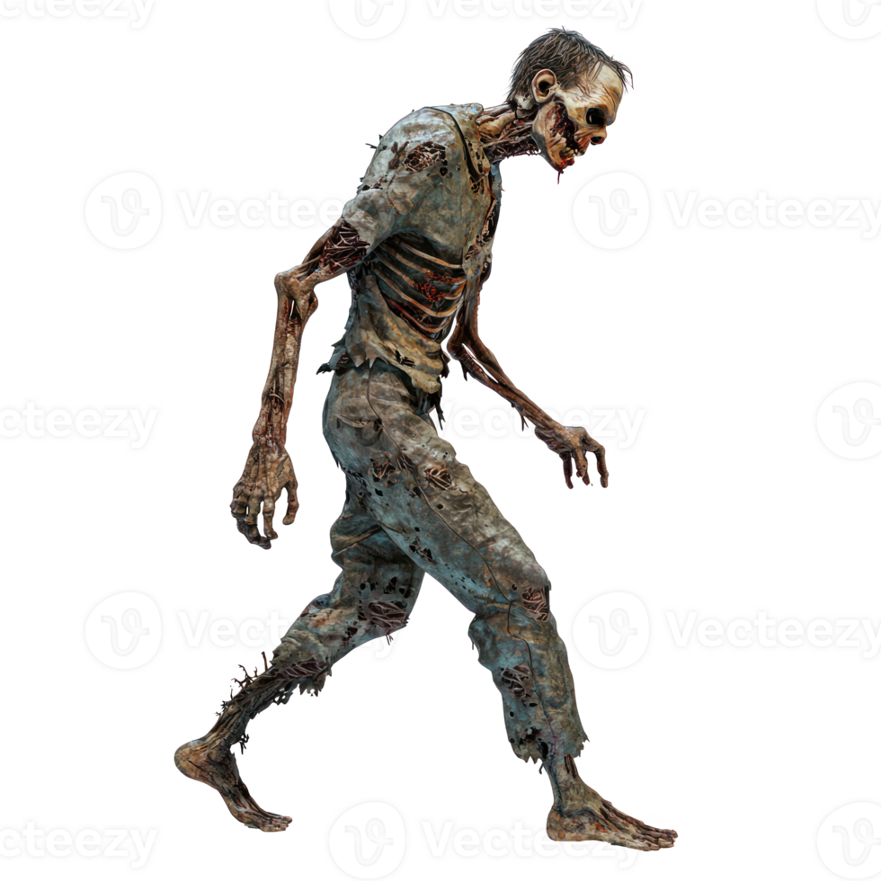 Walking zombie isolate on transparent background png