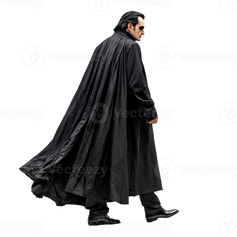 the man in black is walking in the rain png