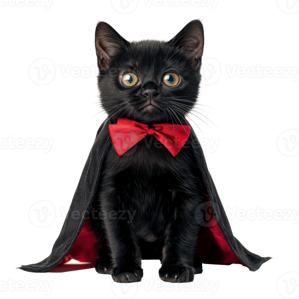 black cat dressed as a vampire png