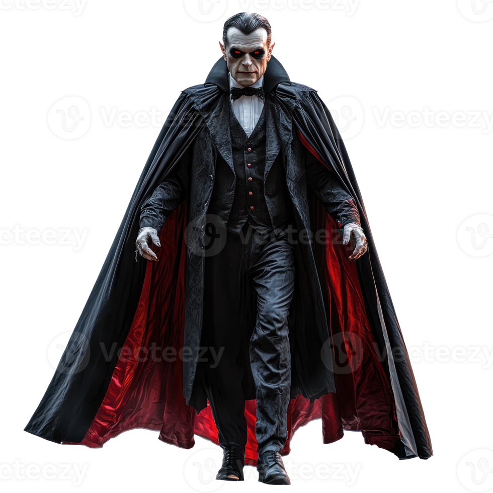 dracula walking in the dark with a cape png