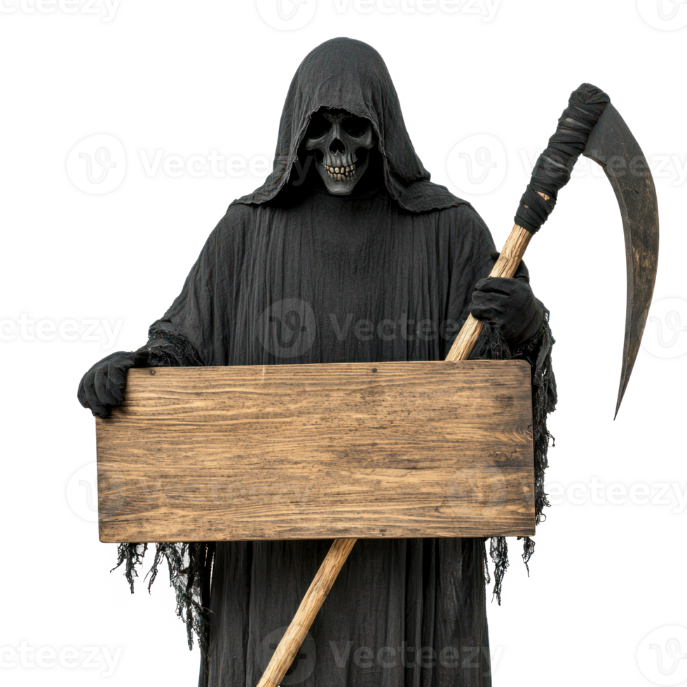 grim reaper holding a wooden sign png