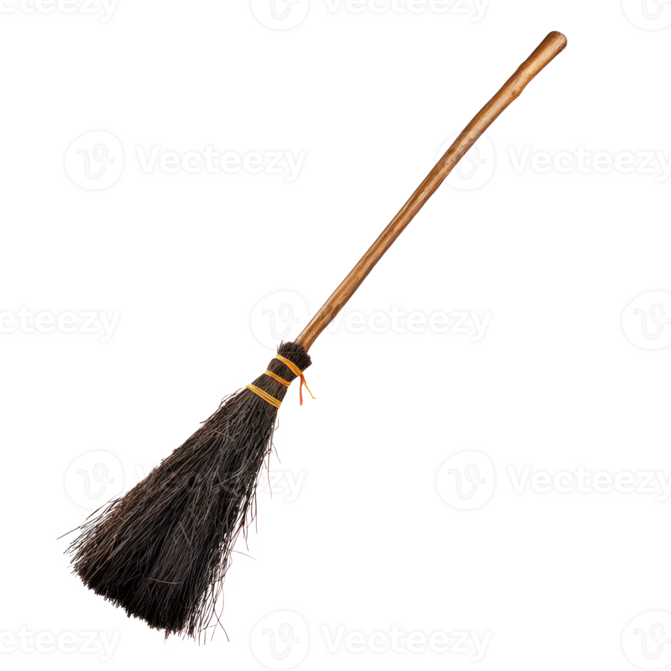 a broom with a black handle and a wooden handle png