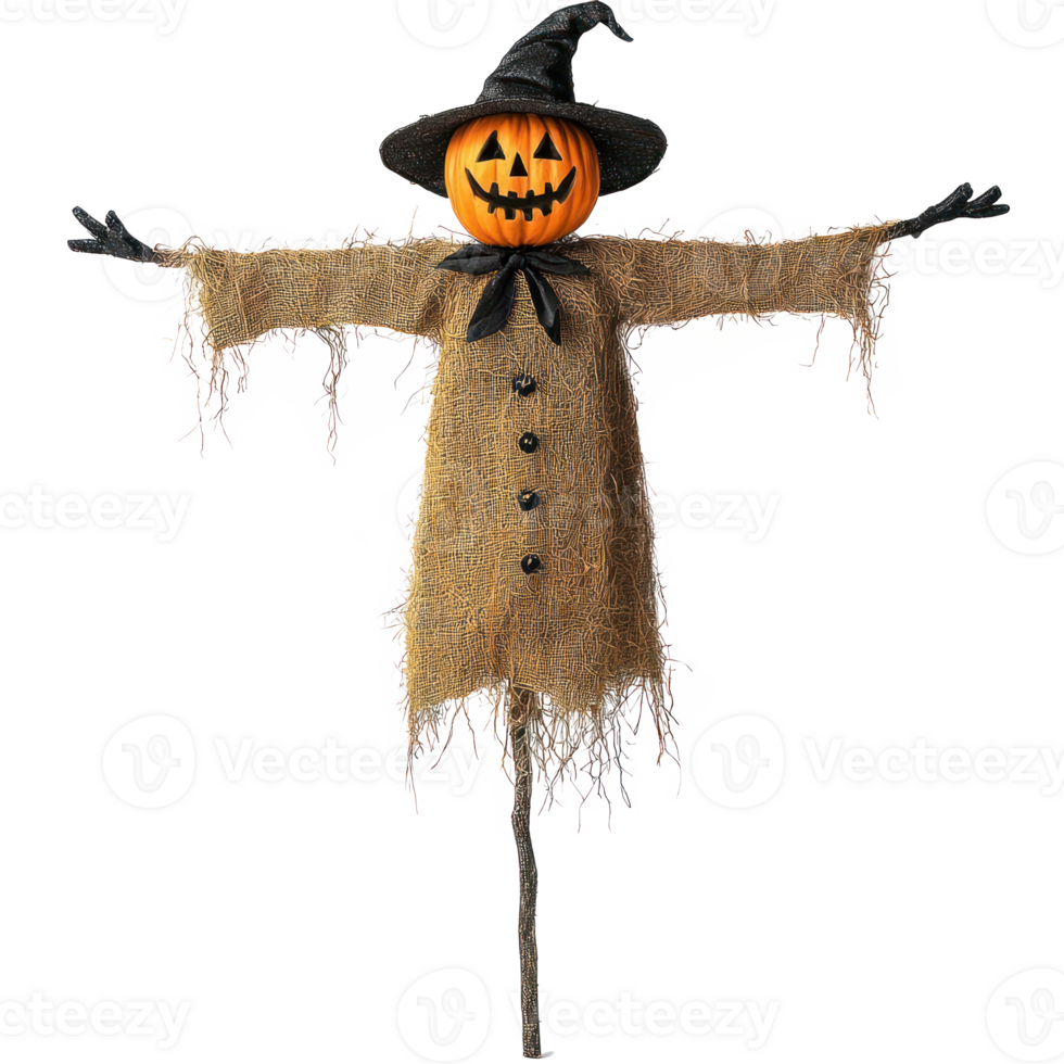 halloween pumpkin scarecrow on a stick with arms out png
