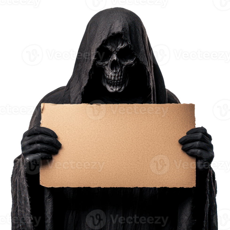 grim reaper holding a blank paper png