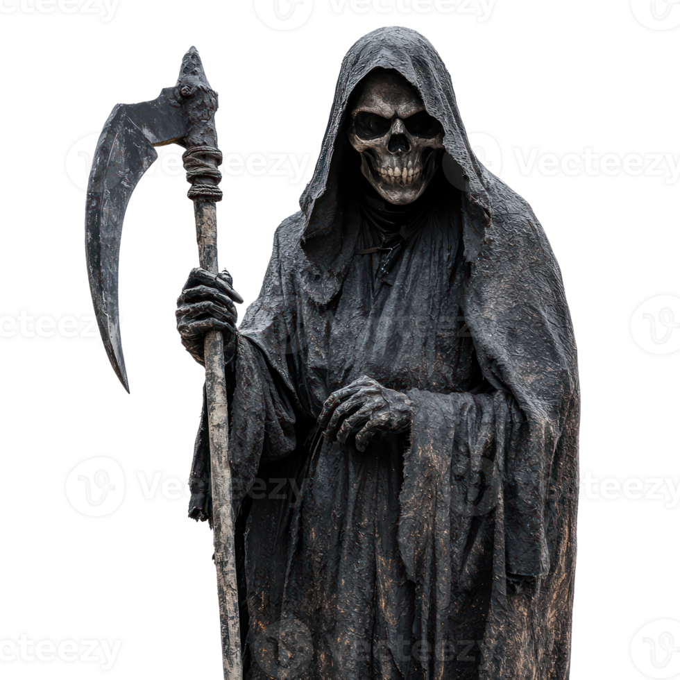 a statue of a grim reaper holding a scythe png