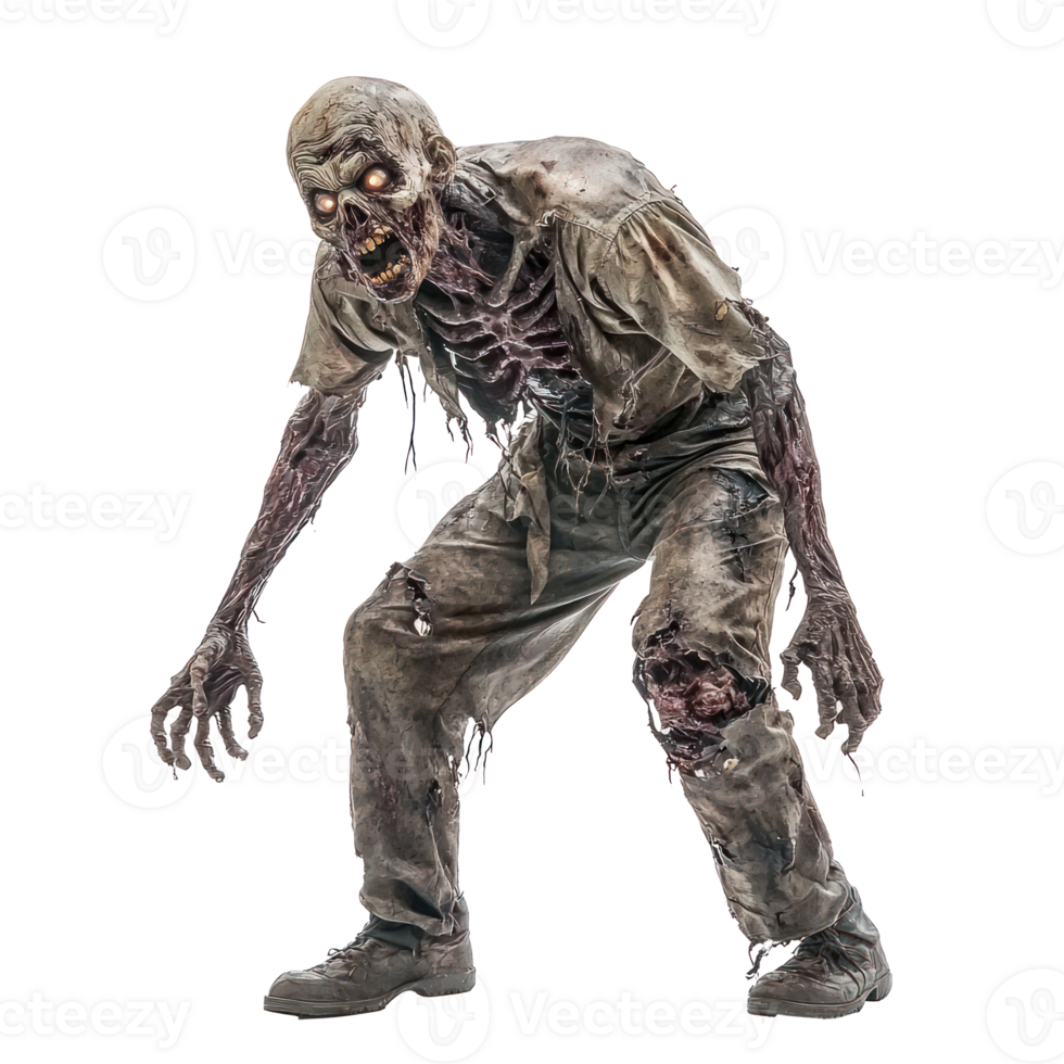 the walking dead zombie costume isolate on transparency background png