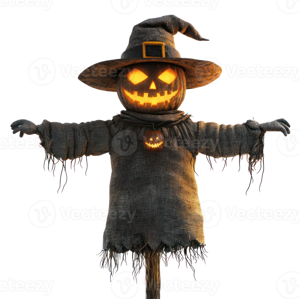 halloween pumpkin scarecrow on a stick png