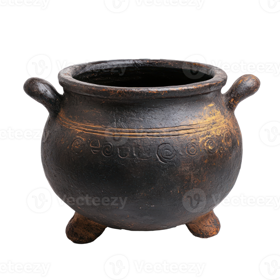 a black pot with two handles on it isolate on transparency background png