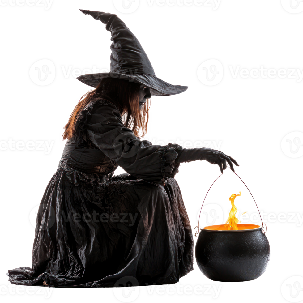 Halloween Witch Conjuring A Spell isolate on transparency background png
