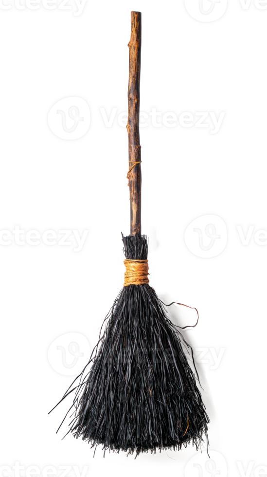 a broom with a black handle and a stick png