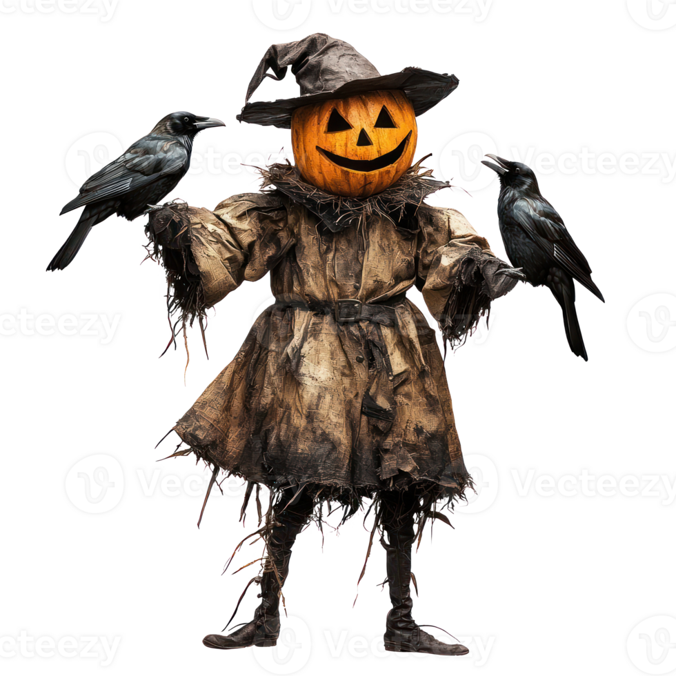 scarecrow halloween isolate on transparency background png