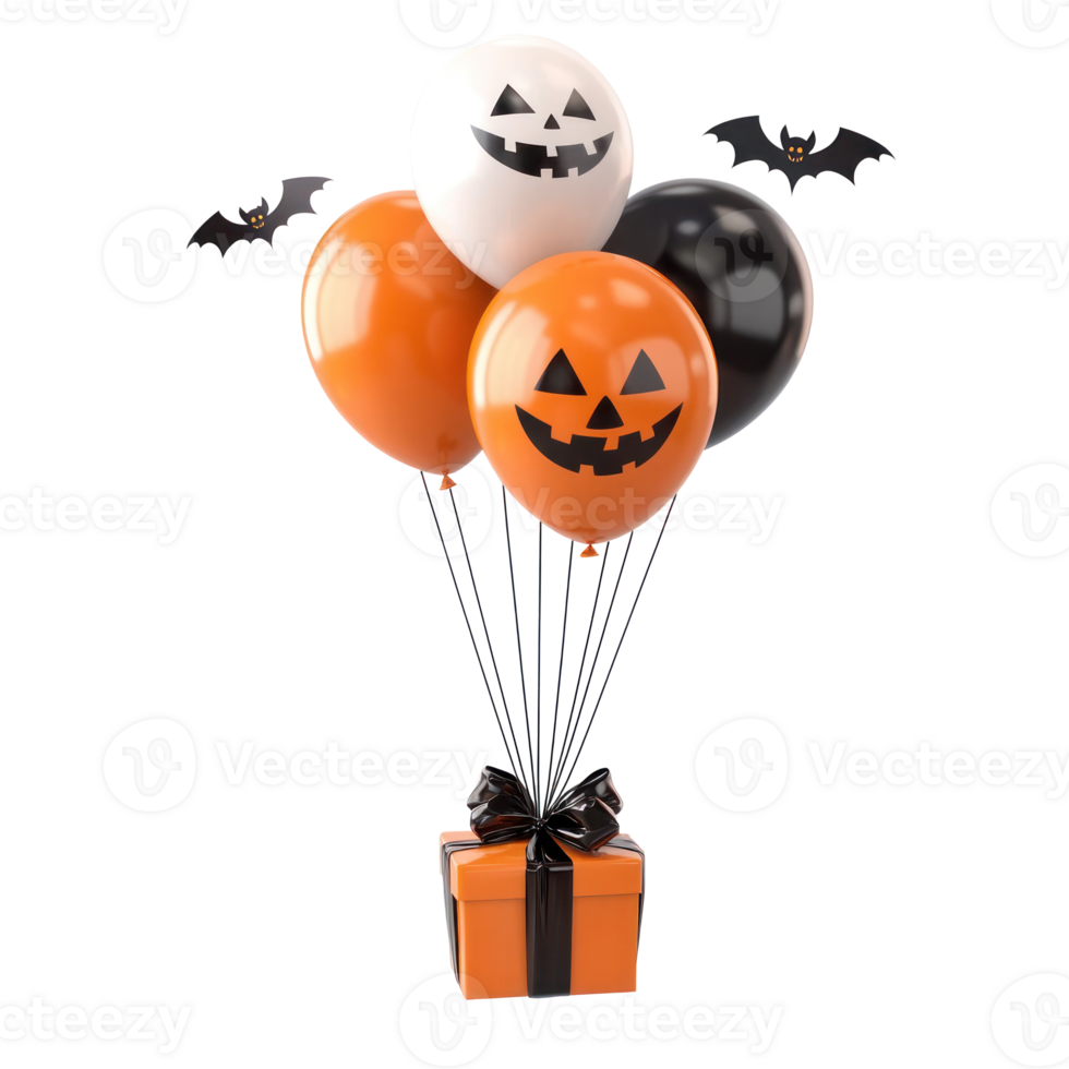 Halloween des ballons avec chauves-souris et citrouilles png