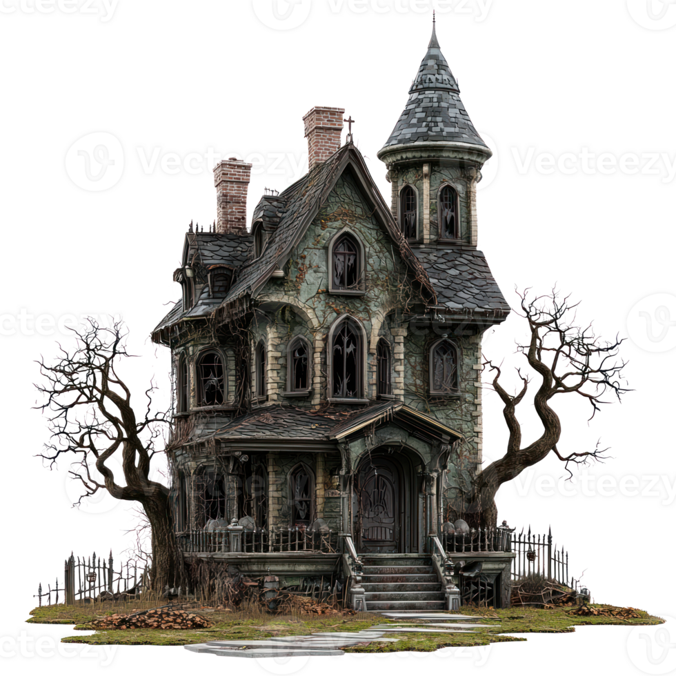 Halloween Haunted house isolate on transparency background png