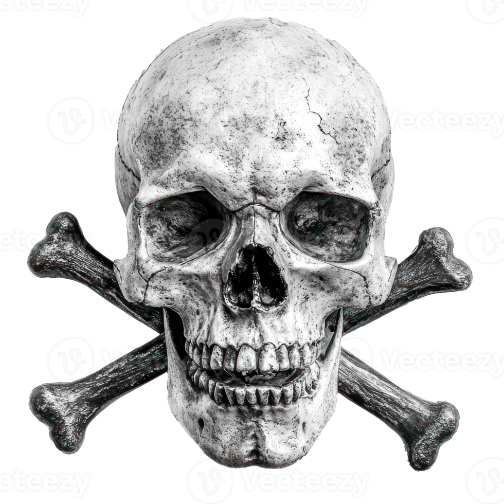 a skull and crossbones on a transparent background png